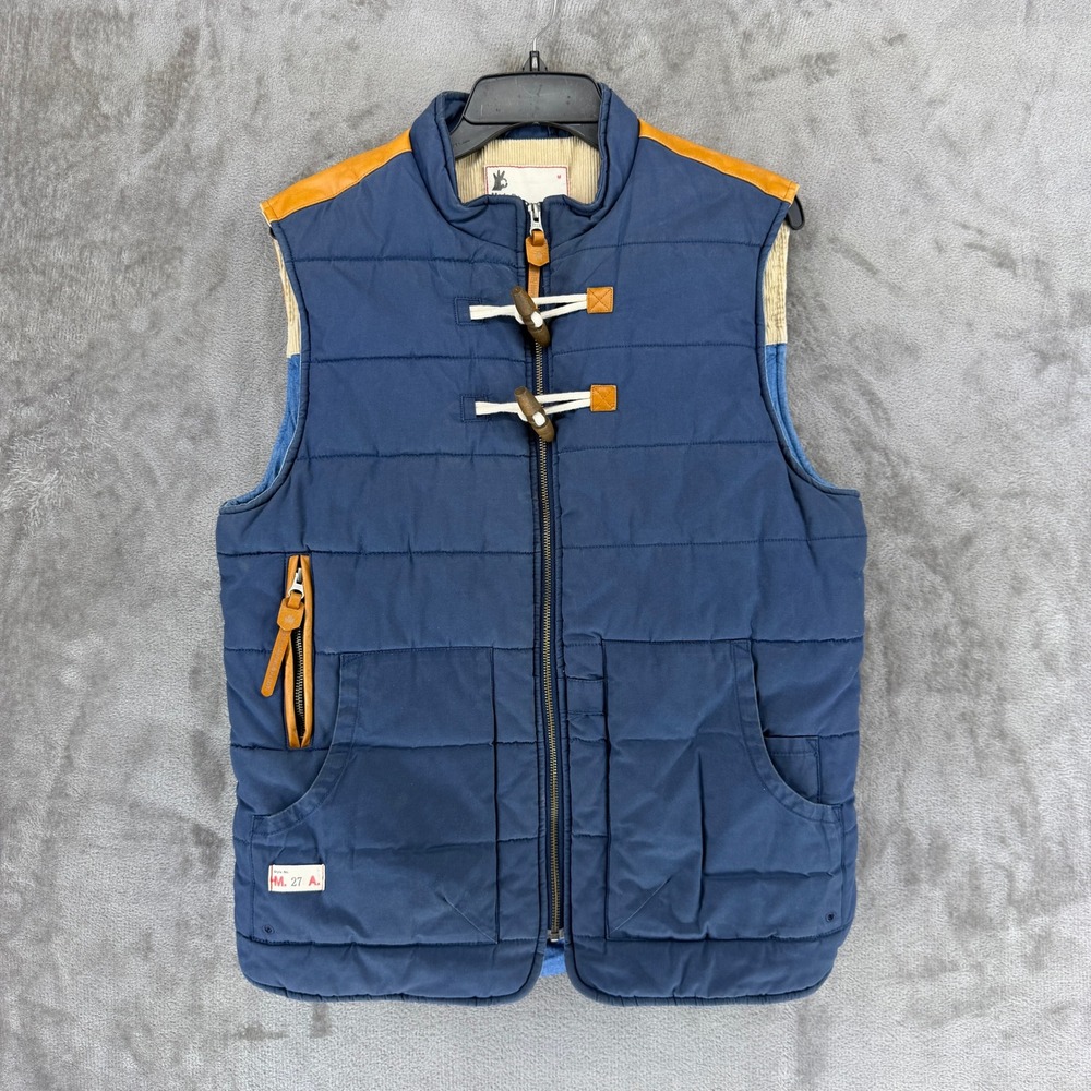 Marshall Artist Mens M. 27 A. Dry Wax Coated‎ Cotton Quilted Toggle Vest Navy M